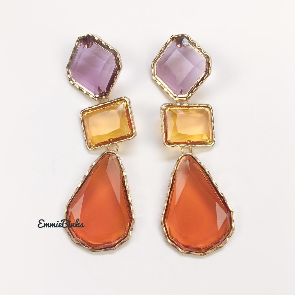New Zara Resin Drop Earrings ~ New Colors: Clear or Tricolor